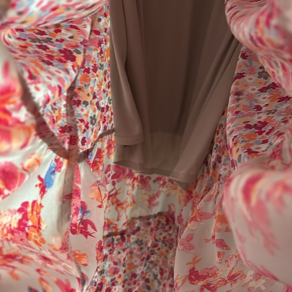 Women’s Elle Maxi Dress Floral Print Pink Blue Orange Spaghetti Straps, Large - Picture 5 of 8